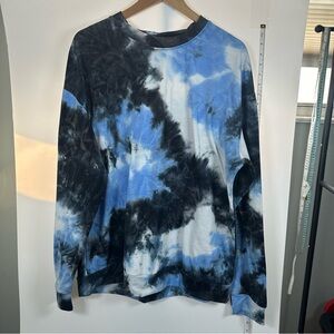 Rowme (Shein) Black/White/Light Blue Tie Dye Long Sleeve T-Shirt Men’s XXL
